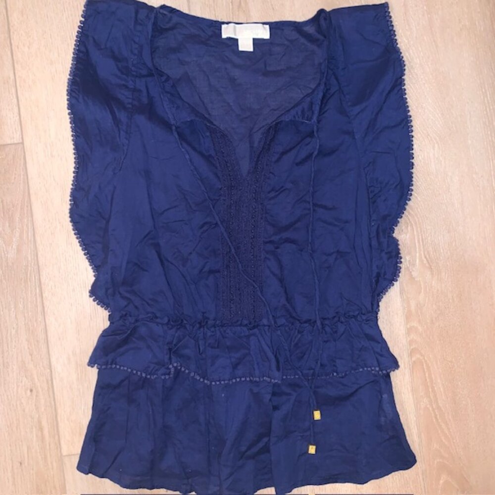 Michael Kors Navy Blue Sleeveless 100% Cotton Y2K style Top Size Small